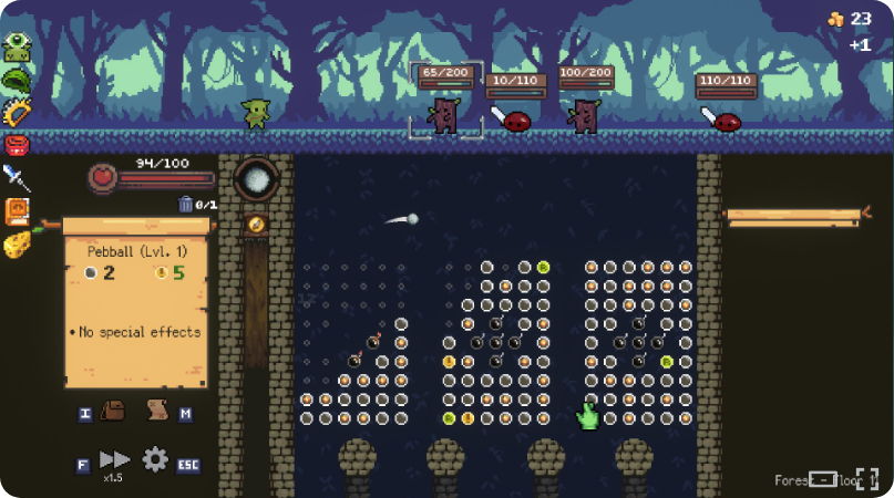 Peglin 哥布林弹珠1.1.3，肉鸽Roguelike弹珠游戏，新奇的玩法，收集并升级强大的球体和遗物来击败阻碍你的怪物和老板